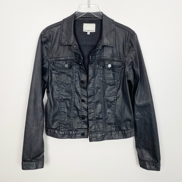 Calvin Klein Jeans Jackets & Blazers - CALVIN KLEIN Black Coated Trucker Jacket M Waxed